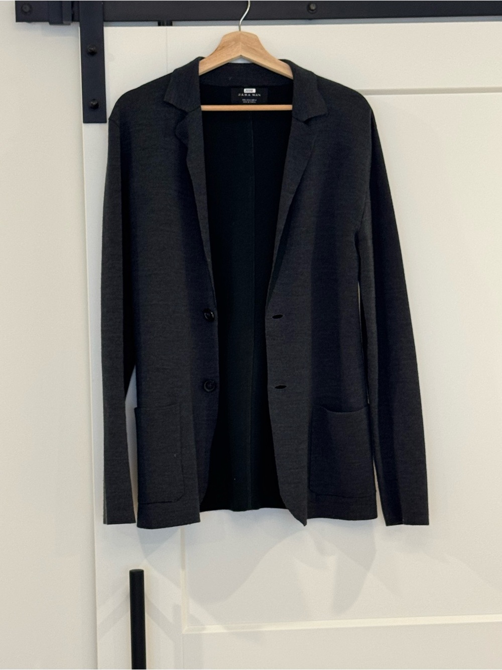 Zara Men's Dark Charcoal Knit Blazer Cardigan